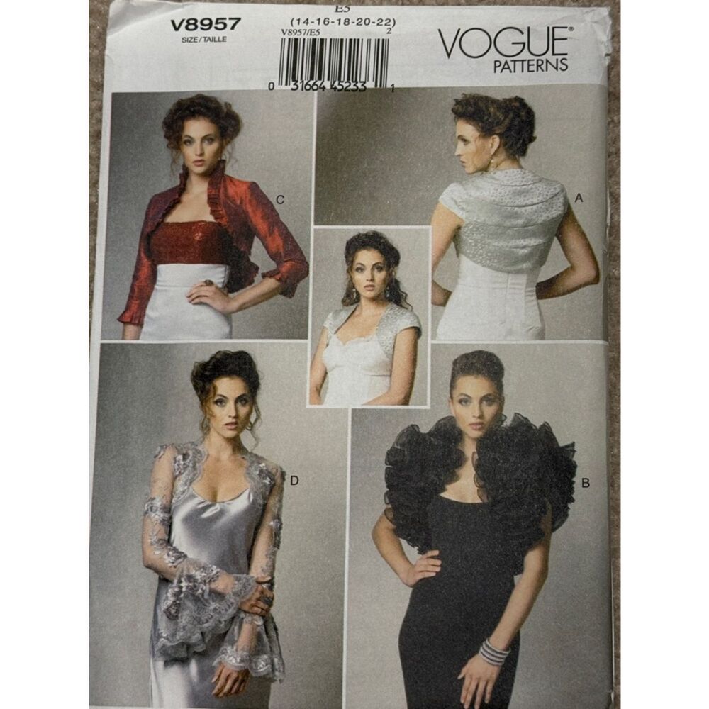 Vogue women's plus size bolero jacket sewing pattern